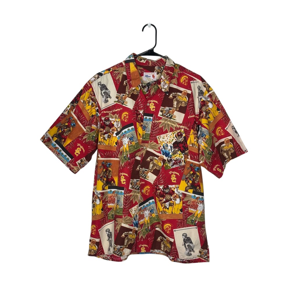 Reyn Spooner USC Trojans Shirt Large Red Football National Champions Hawaiian